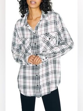 Sanctuary Vitality Plaid New Generation Boyfriend Shirt Sz Large - NWT